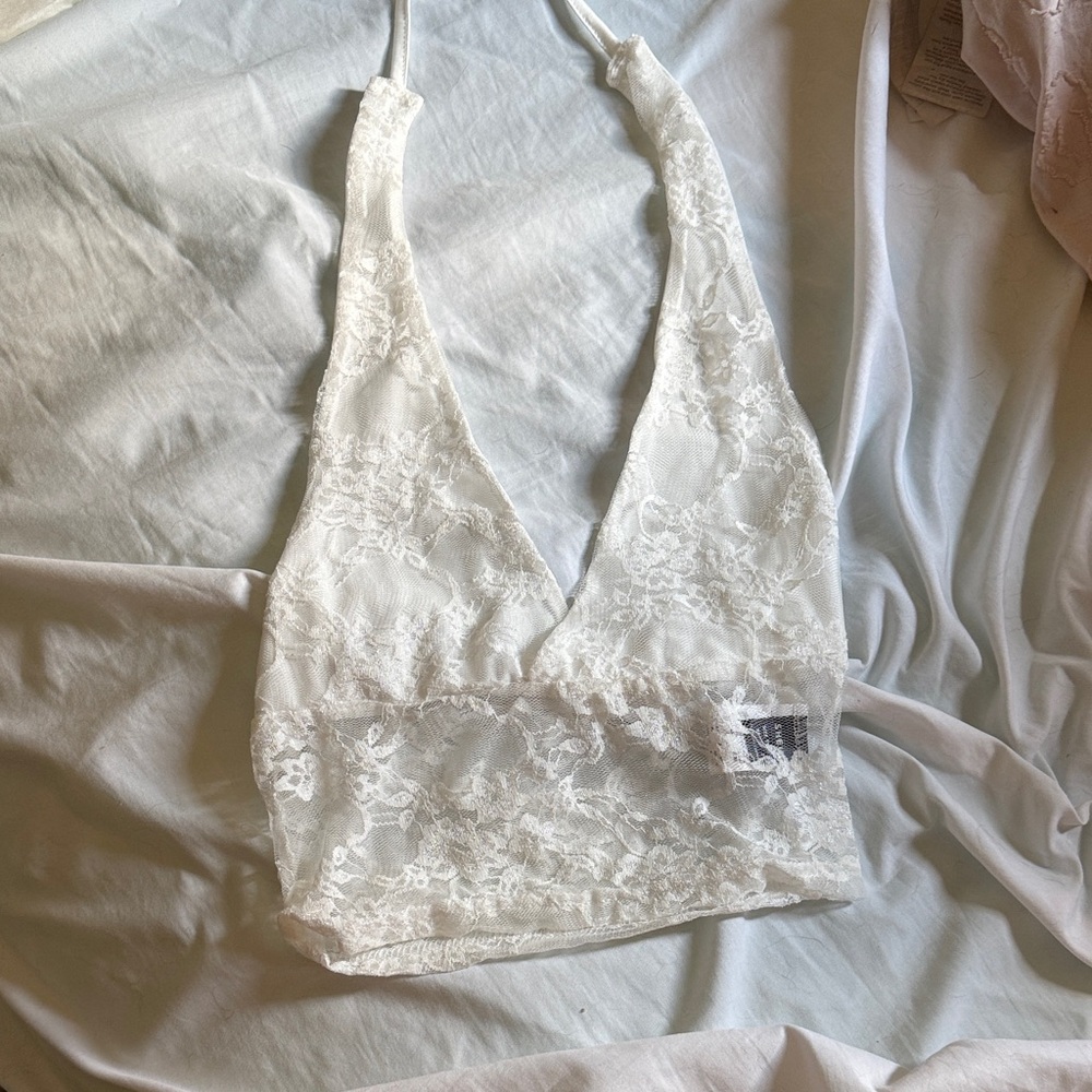 SHEIN White Lace Crop Top